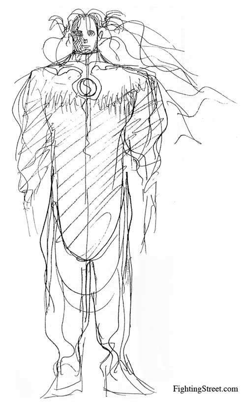 Gill of Street Fighter III New Generation design sketch